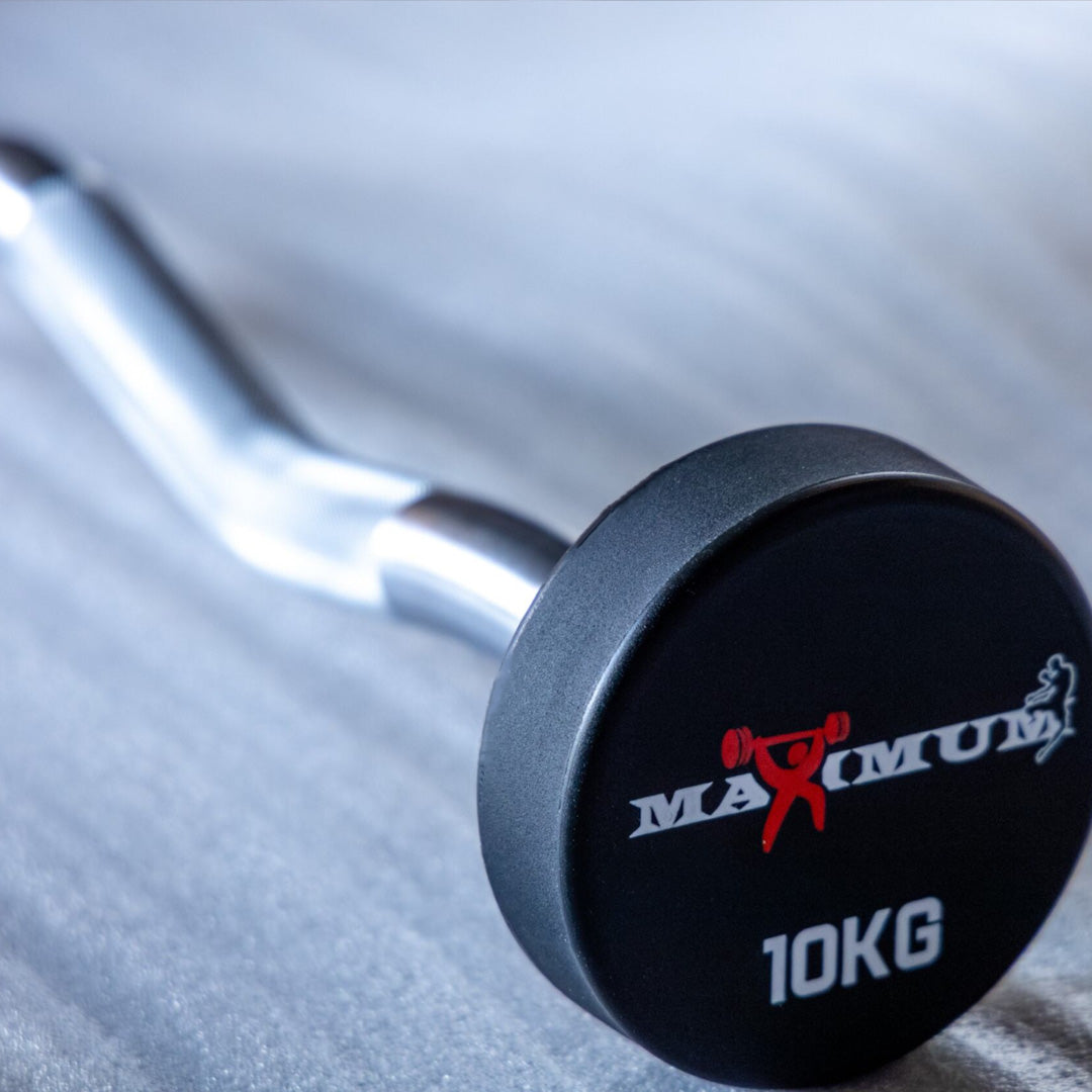 CPU Custom Fixed EZ Barbell – custom branded bar detail – Bench Fitness