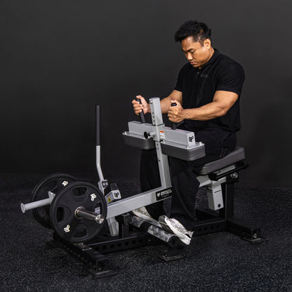 EXCEED V2 Seated Calf Raise (Classic Frame) – with model – Bench Fitness