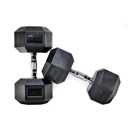 Rubber Hex DBs Pair – view 1 – Bench Fitness